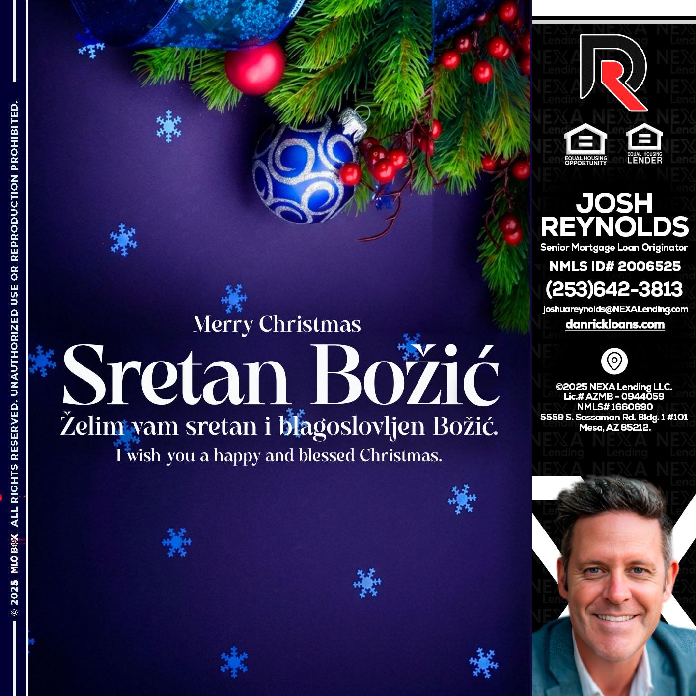 Sretan Božić - Josh Reynolds -Senior Mortgage Loan Originator