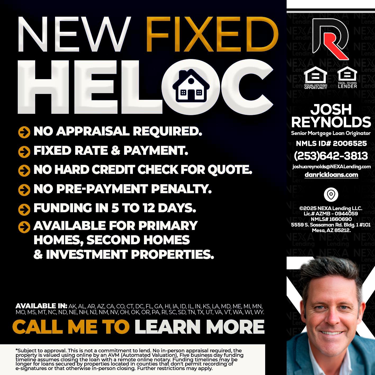 HELOC - Josh Reynolds -Senior Mortgage Loan Originator