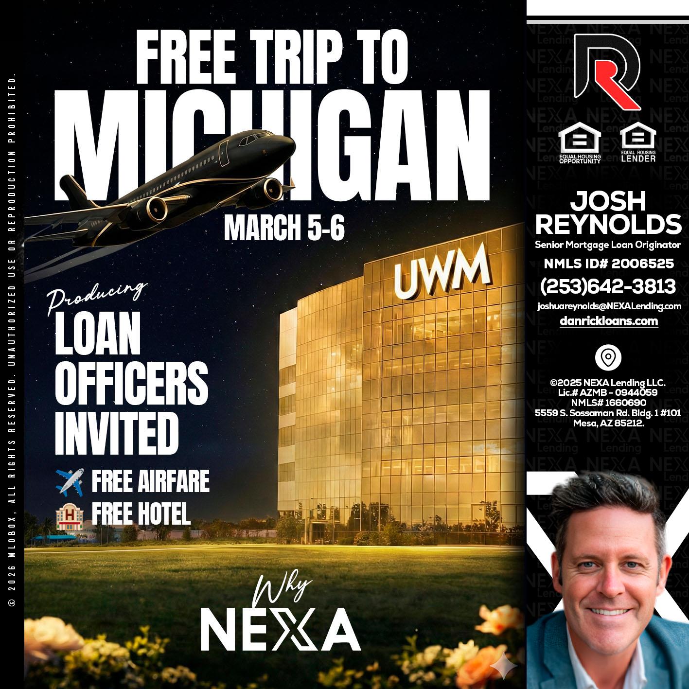 free Michigan trip - Josh Reynolds -Senior Mortgage Loan Originator