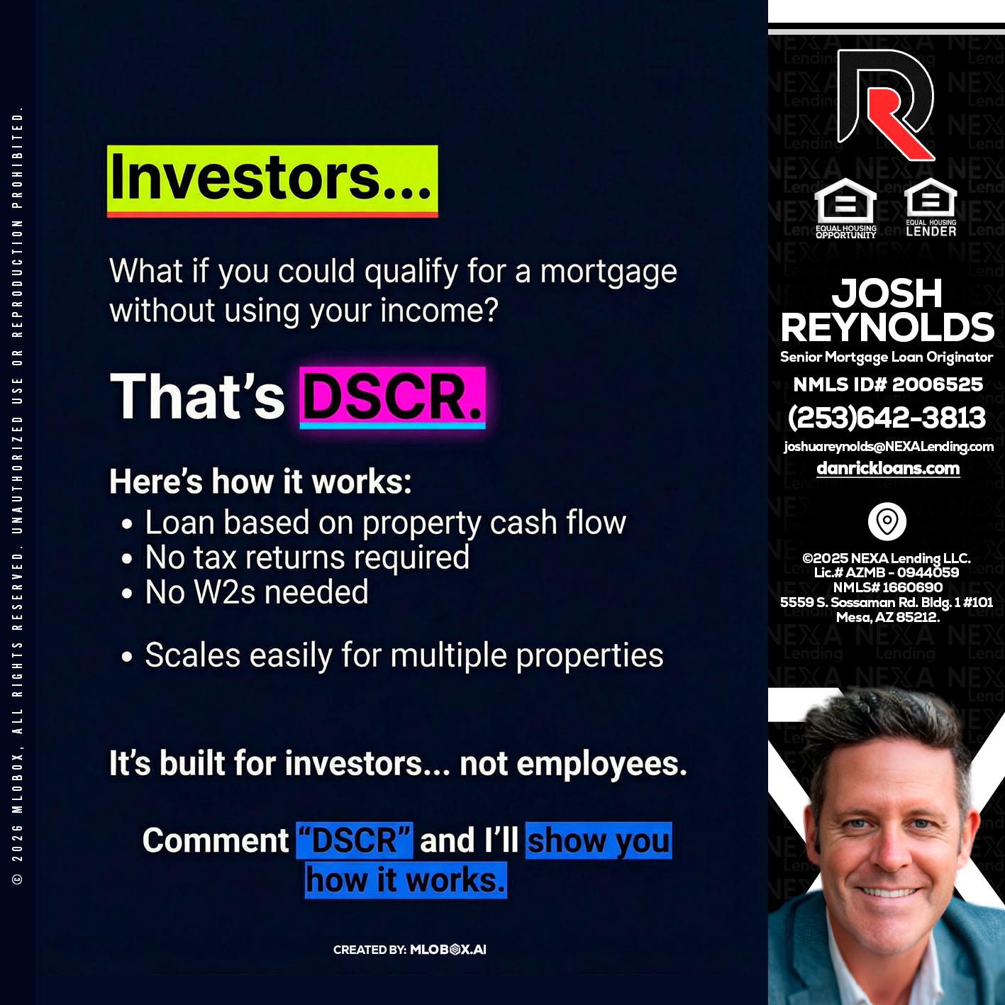 INVESTORS - Josh Reynolds -Senior Mortgage Loan Originator