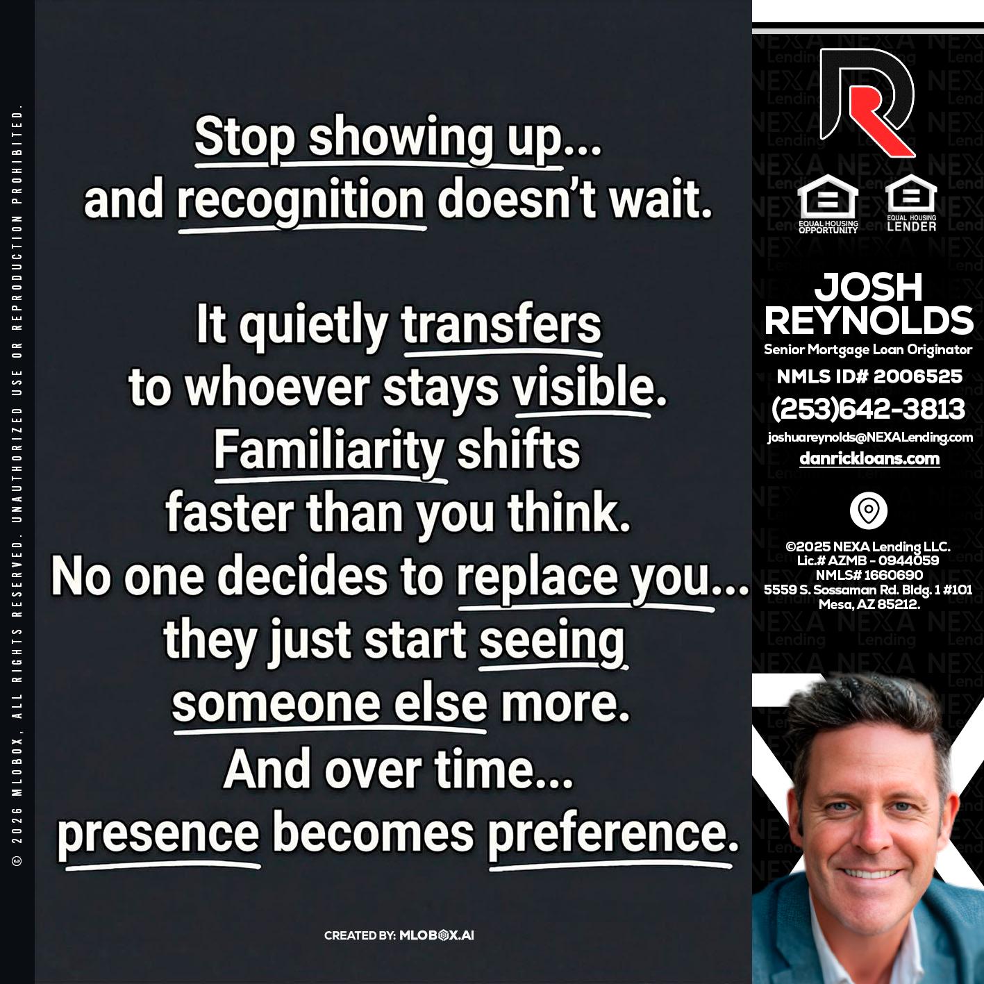 STOP SHOWING - Josh Reynolds -Senior Mortgage Loan Originator