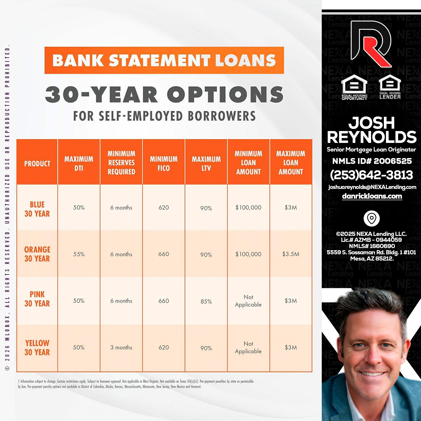 30 YEARS OPTIONS - Josh Reynolds -Senior Mortgage Loan Originator