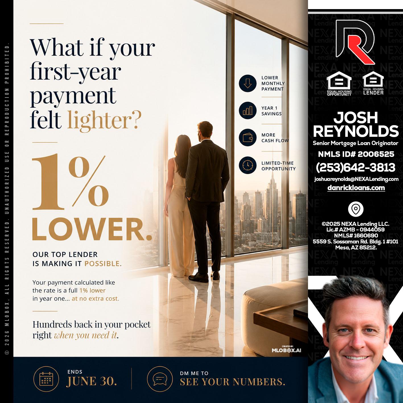 1% lower - Josh Reynolds -Senior Mortgage Loan Originator