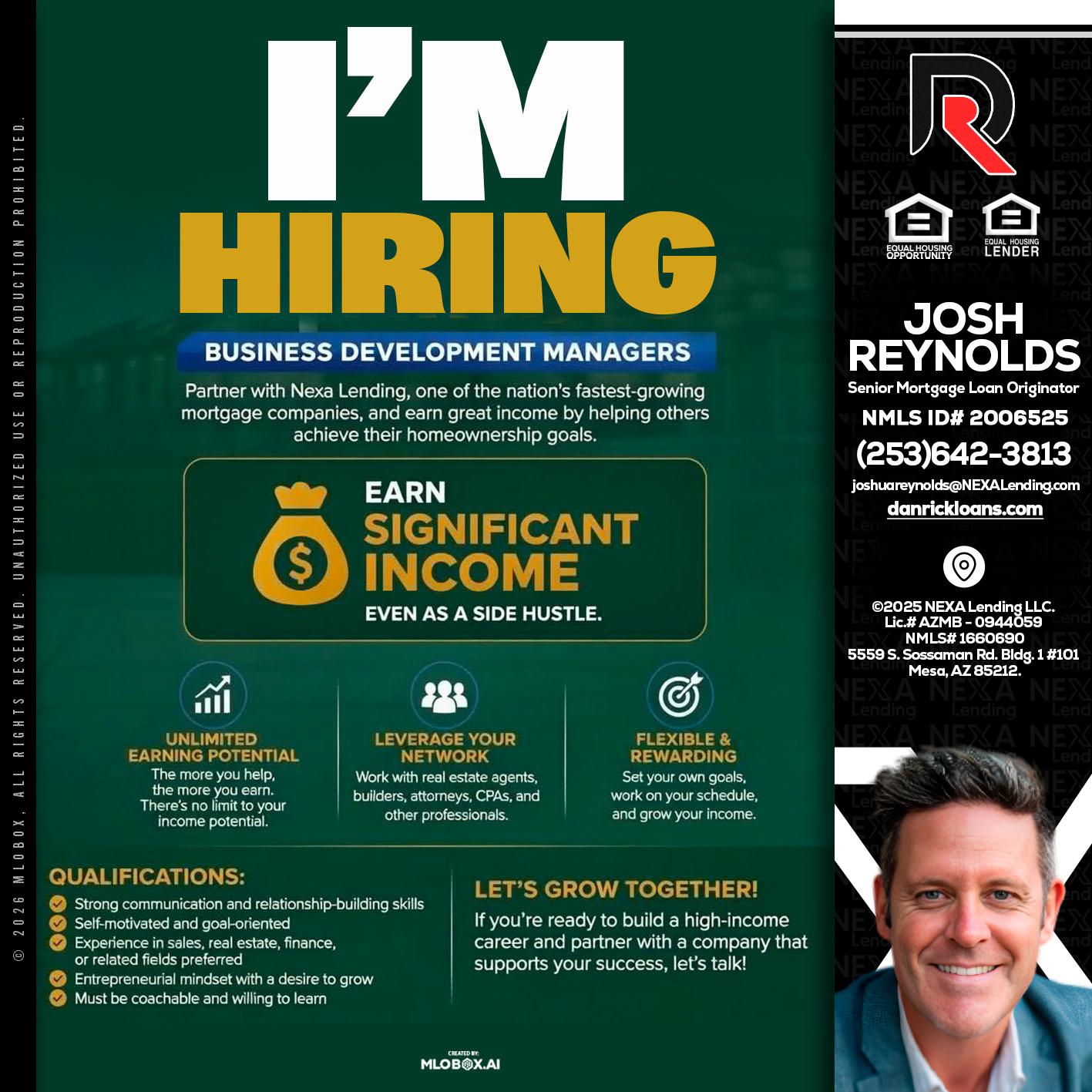 IM HIRING - Josh Reynolds -Senior Mortgage Loan Originator