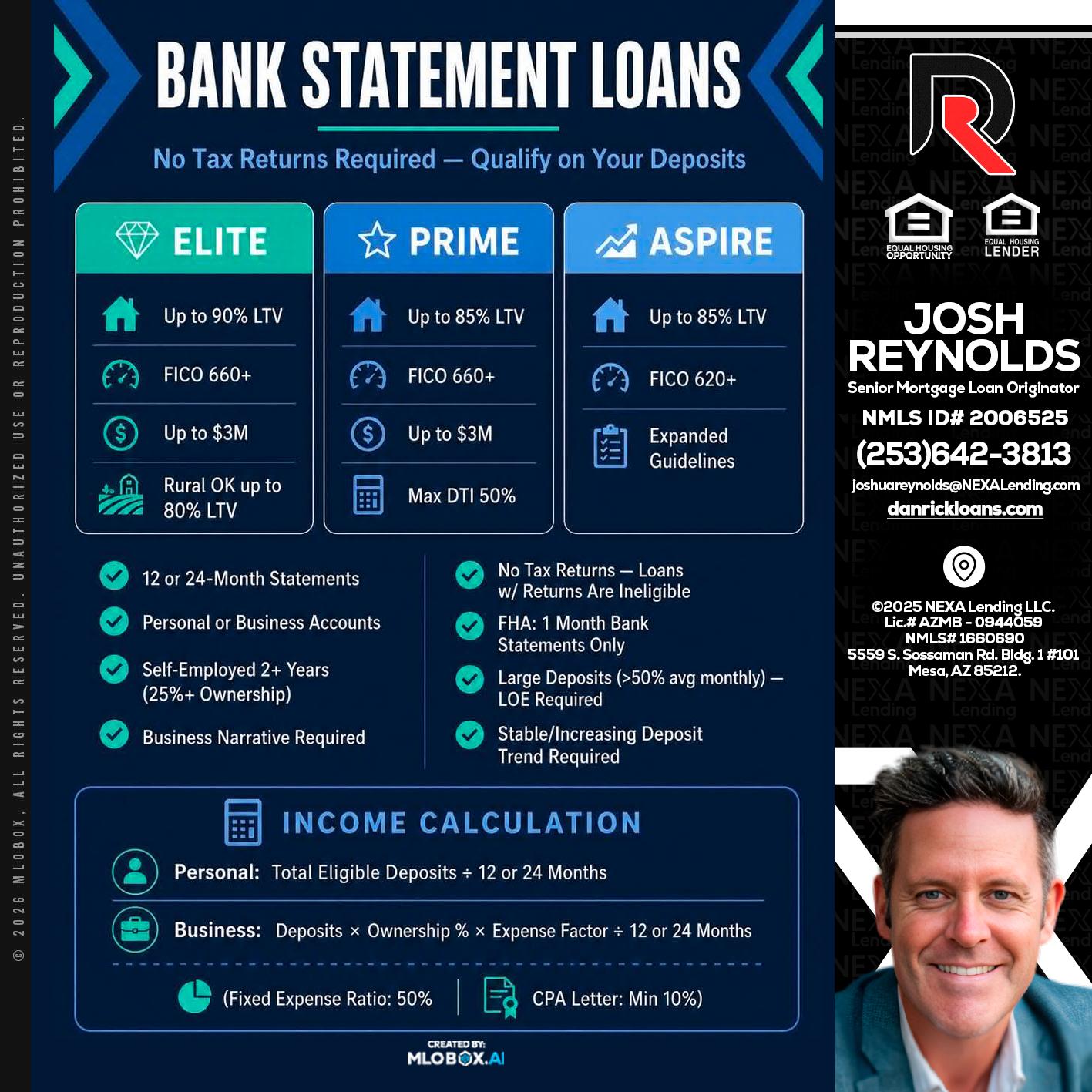 BANK STATEMENT - Josh Reynolds -Senior Mortgage Loan Originator
