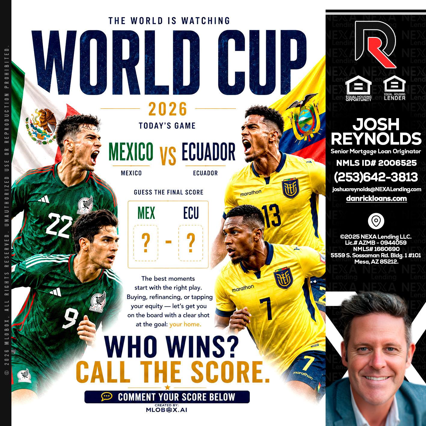 WORLD CUP 2026 - Josh Reynolds -Senior Mortgage Loan Originator