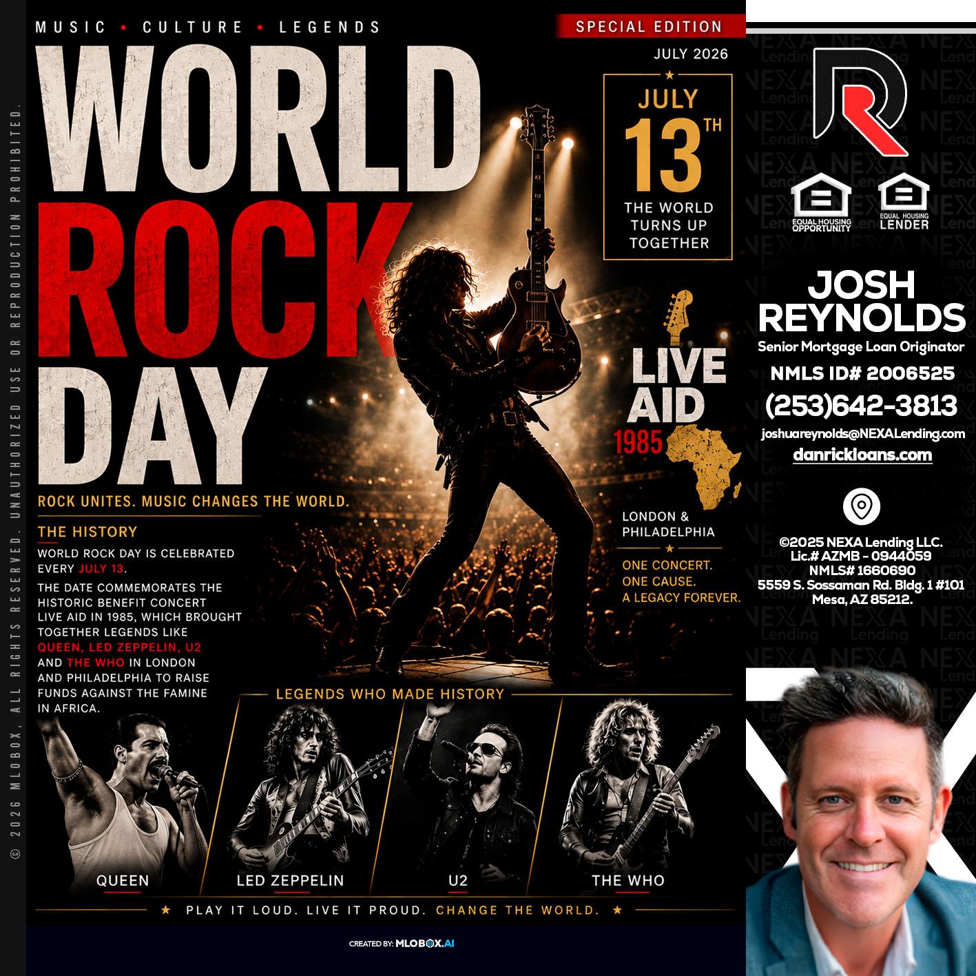 WORLD ROCK MUSIC DAY - Josh Reynolds -Senior Mortgage Loan Originator