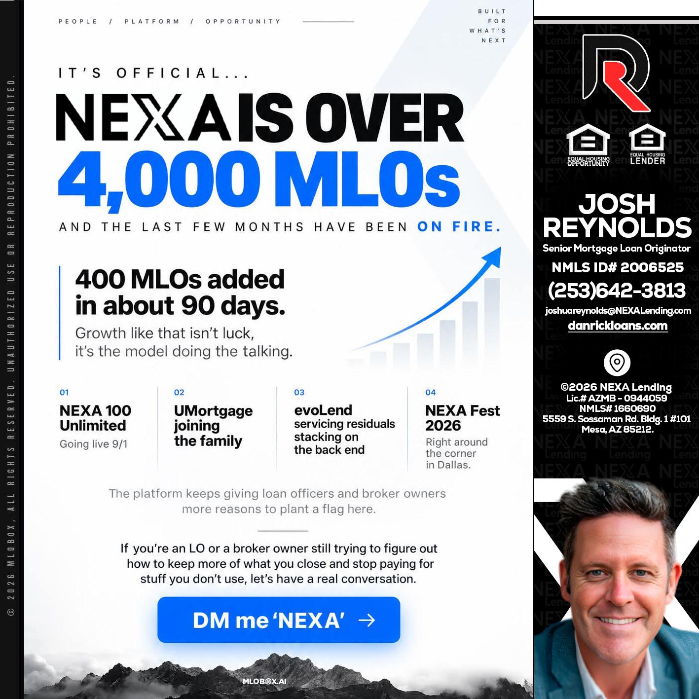 NEXA IS OVER 4000 MLOs - Josh Reynolds -Senior Mortgage Loan Originator