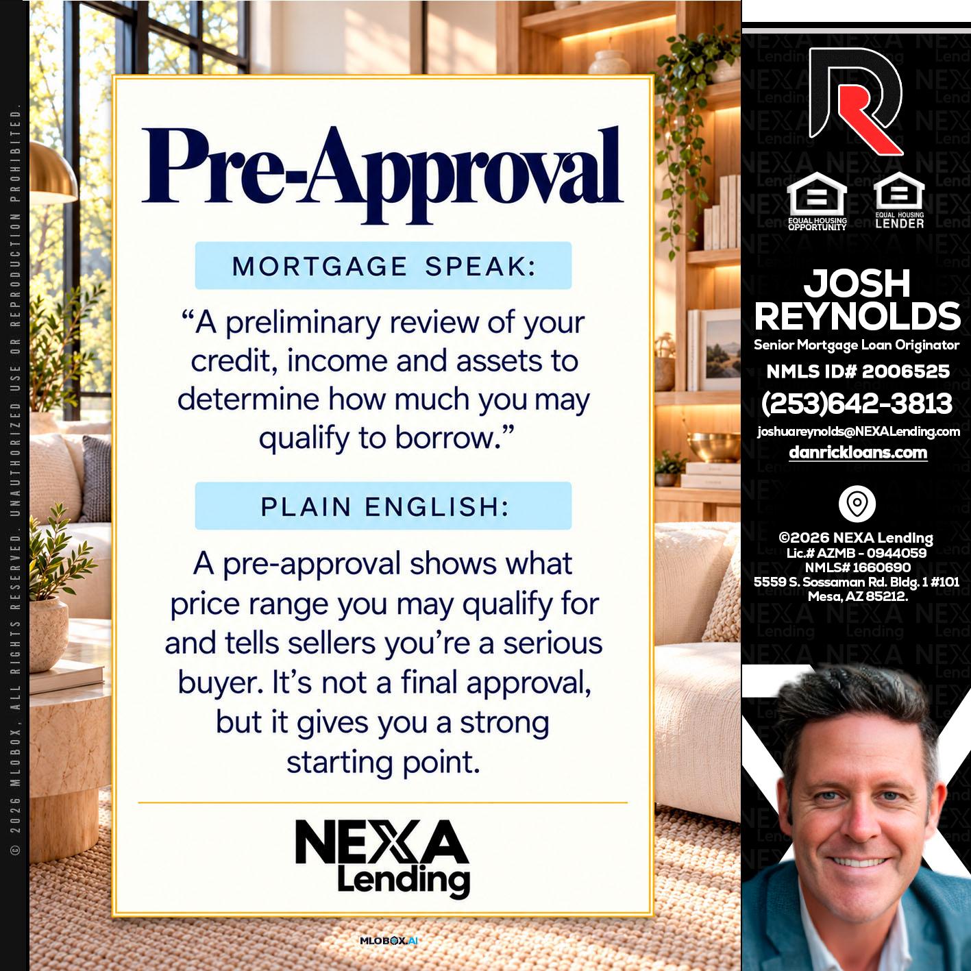 PREAPROVAL - Josh Reynolds -Senior Mortgage Loan Originator